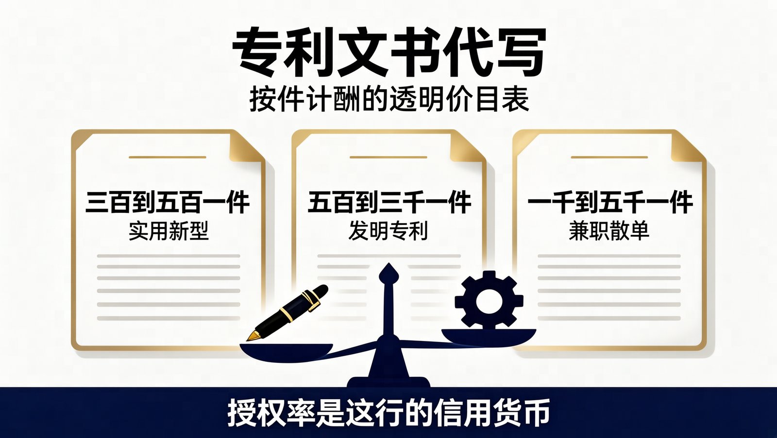 专利文书代写：三类文书的按件价目表