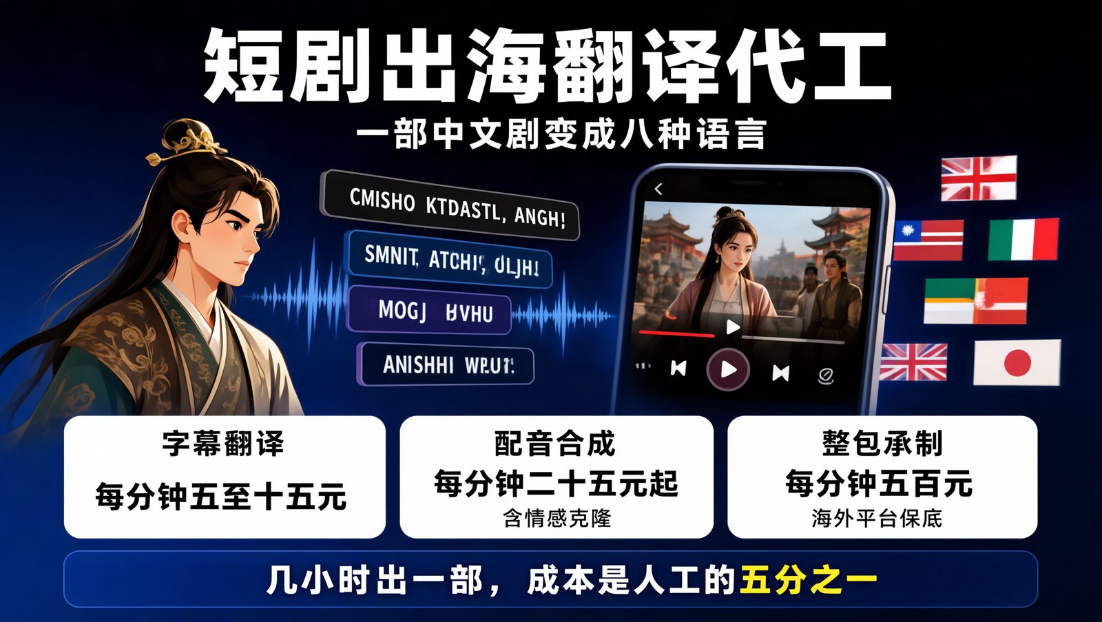 短剧出海译制的三档报价